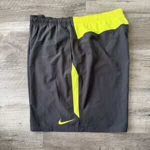 NIKE Contend Volley 9-Inch Swim Trunks Mens BIG 4XL Neon Yellow / Grey No Liner